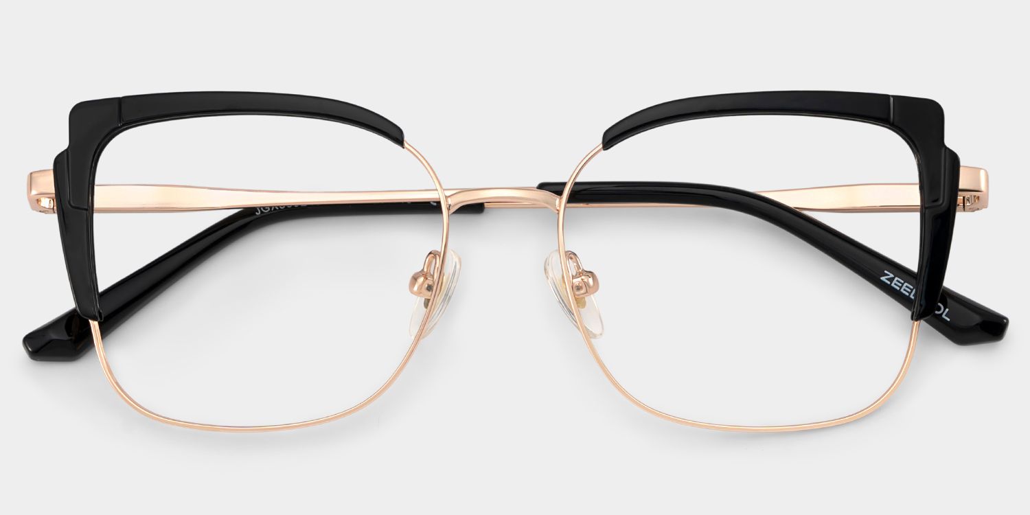 Black Thin Frame Glasses With Metal Material2