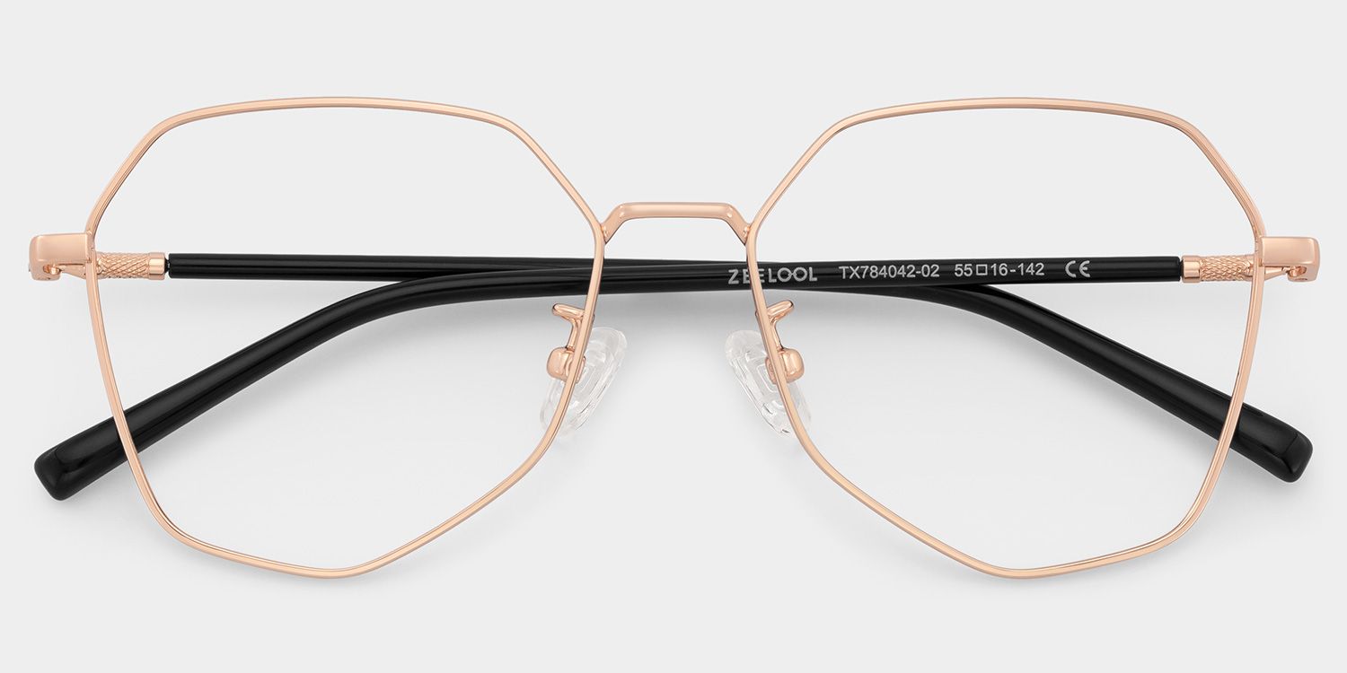 Bivins Geometric Gold Thin Frame Glasses | ZEELOOL Canada1