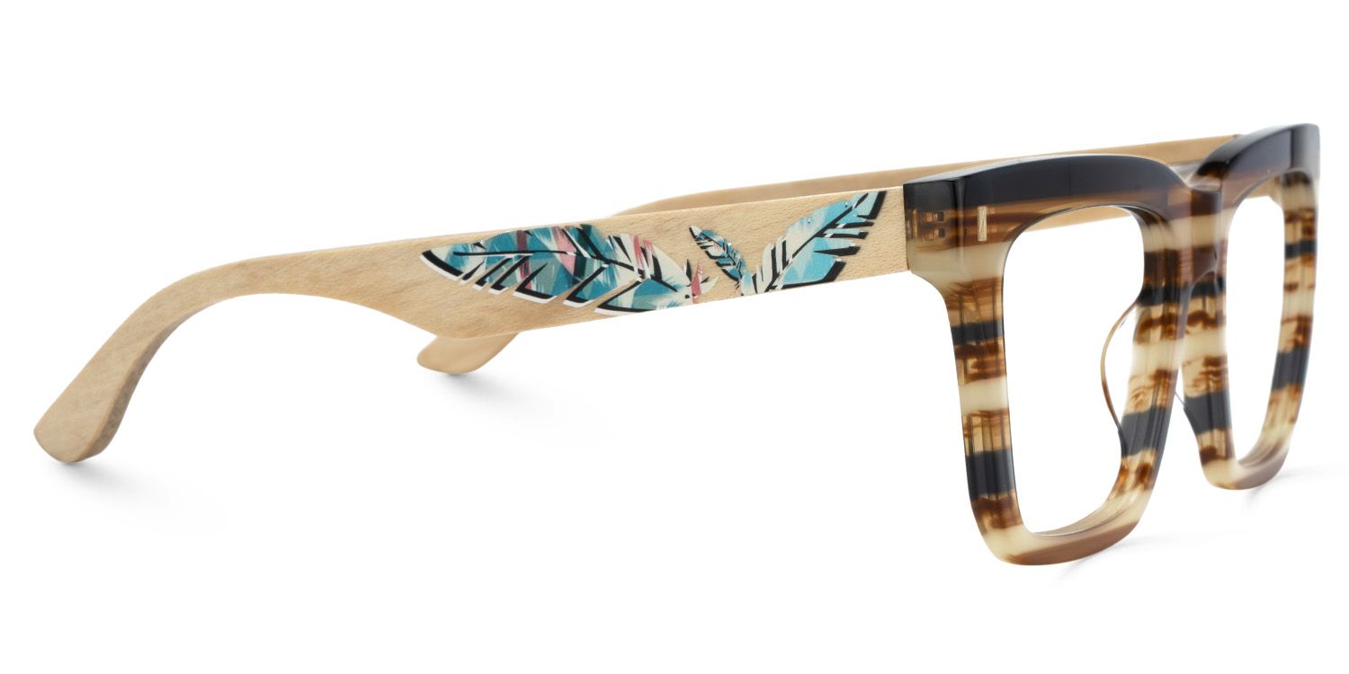 Rectangle Vintage Glasses With Wood Temples4