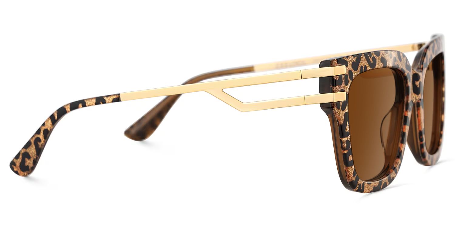 Square Cat-Eye Glasses With Brown Leopard Pattern3