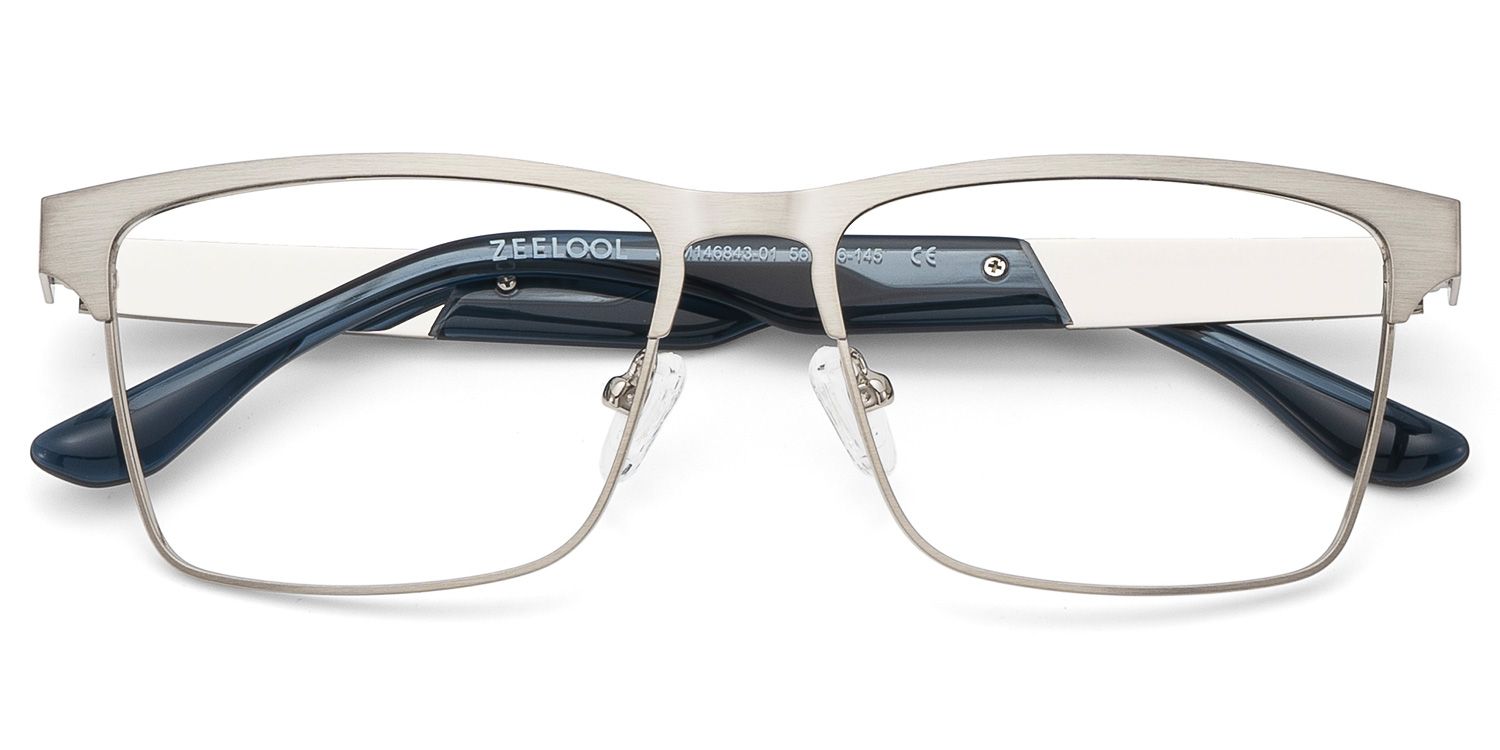 Jasper Eyeglasses in Browline Silver Frame | ZEELOOL Canada2