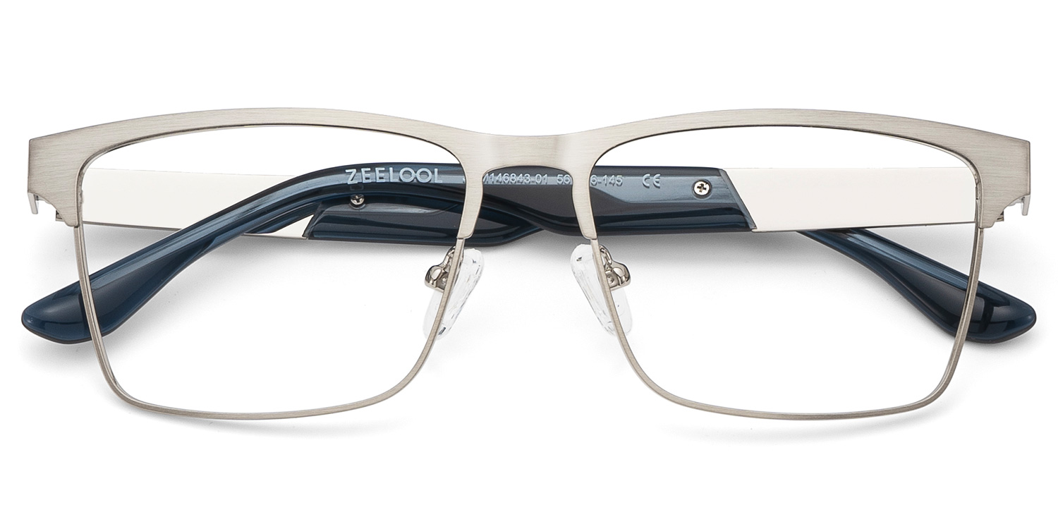 Jasper Eyeglasses in Browline Silver Frame | ZEELOOL Canada2