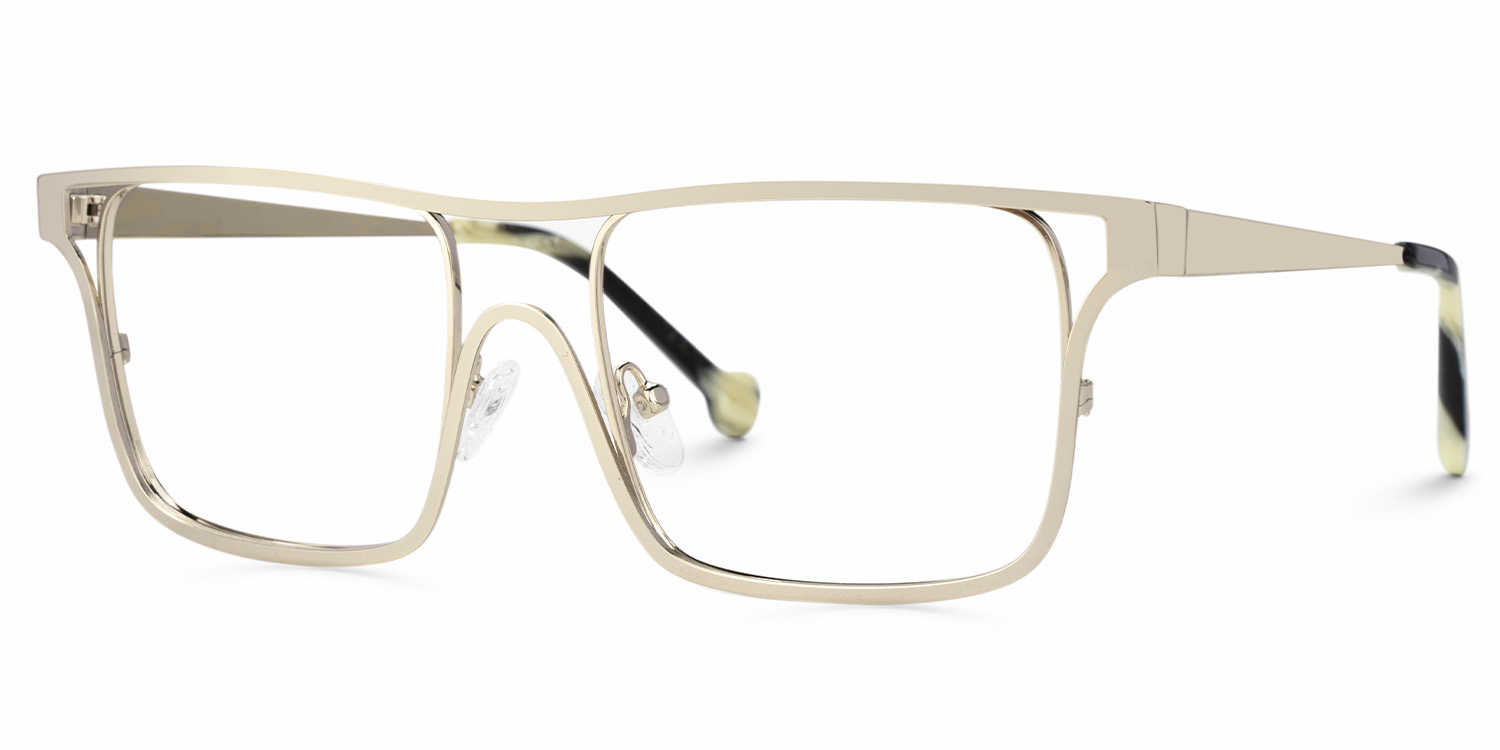 Nova Wide Matte Gold Glasses with Rectangle Frames | ZEELOOL Canada1