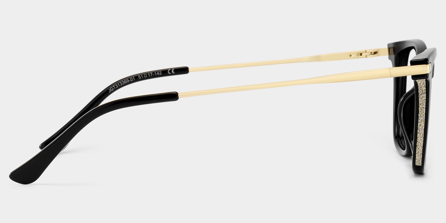 Selena Rectangle Black and Gold Frame Glasses | ZEELOOL3