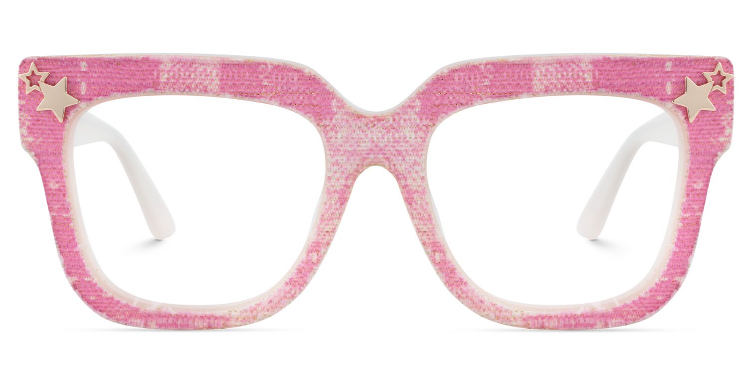 Teresita Thick Pink Denim Glasses in Square Design | ZEELOOL Canada1