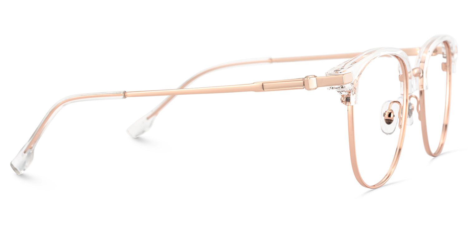 Oversized Browline Glasses With Clear and Rose Gold Color4