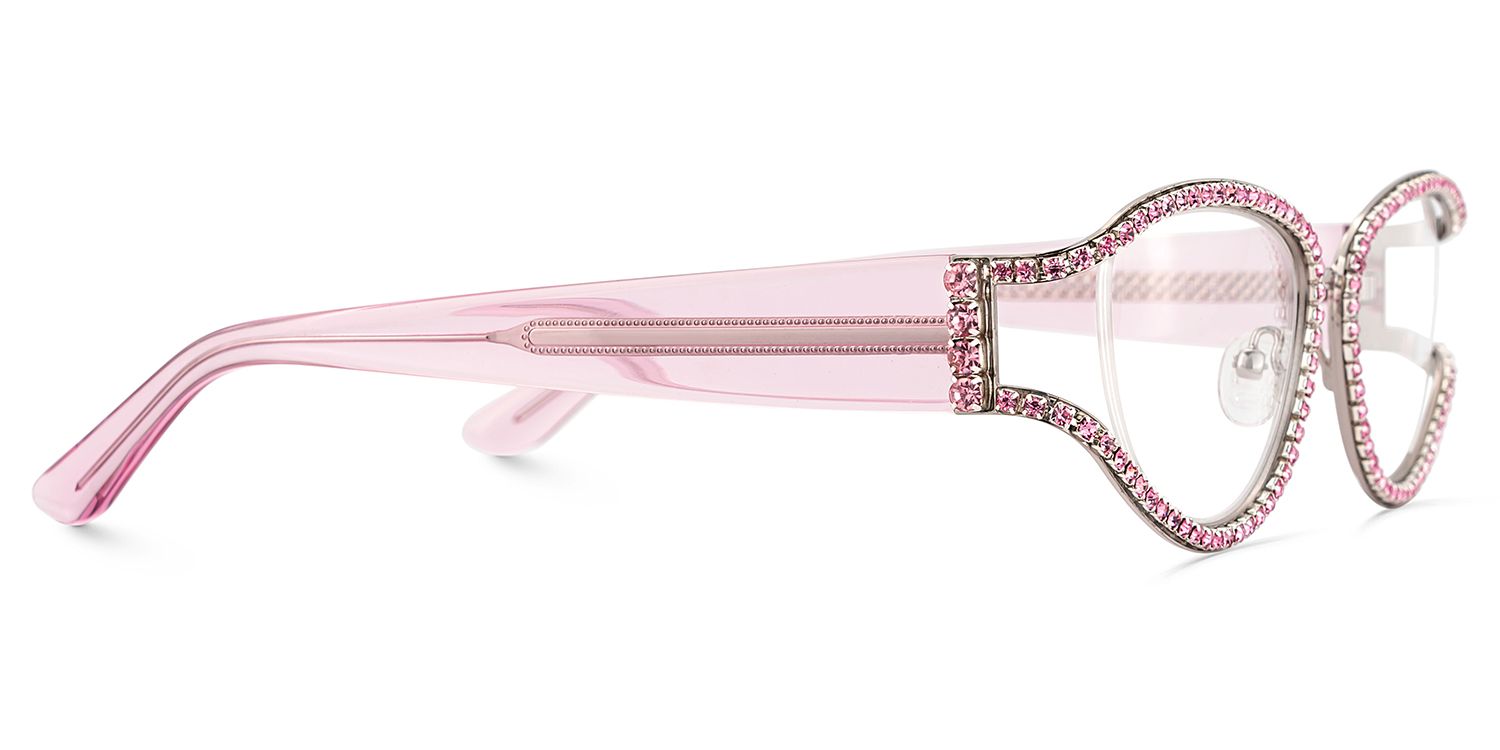 Ladies's Cat Eye Glasses With Shiny Pink Diamonds4