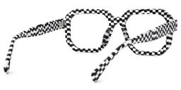 Joeann Geometric Black-White Checkered Glasses3