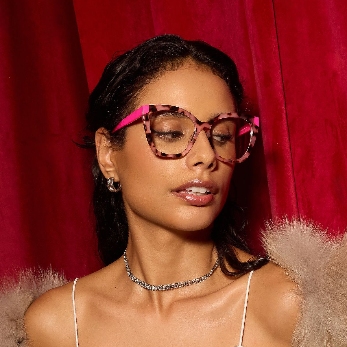 Kira Pink Tortoise Frame Glasses with Butterfly Frame Online | ZEELOOL Canada1