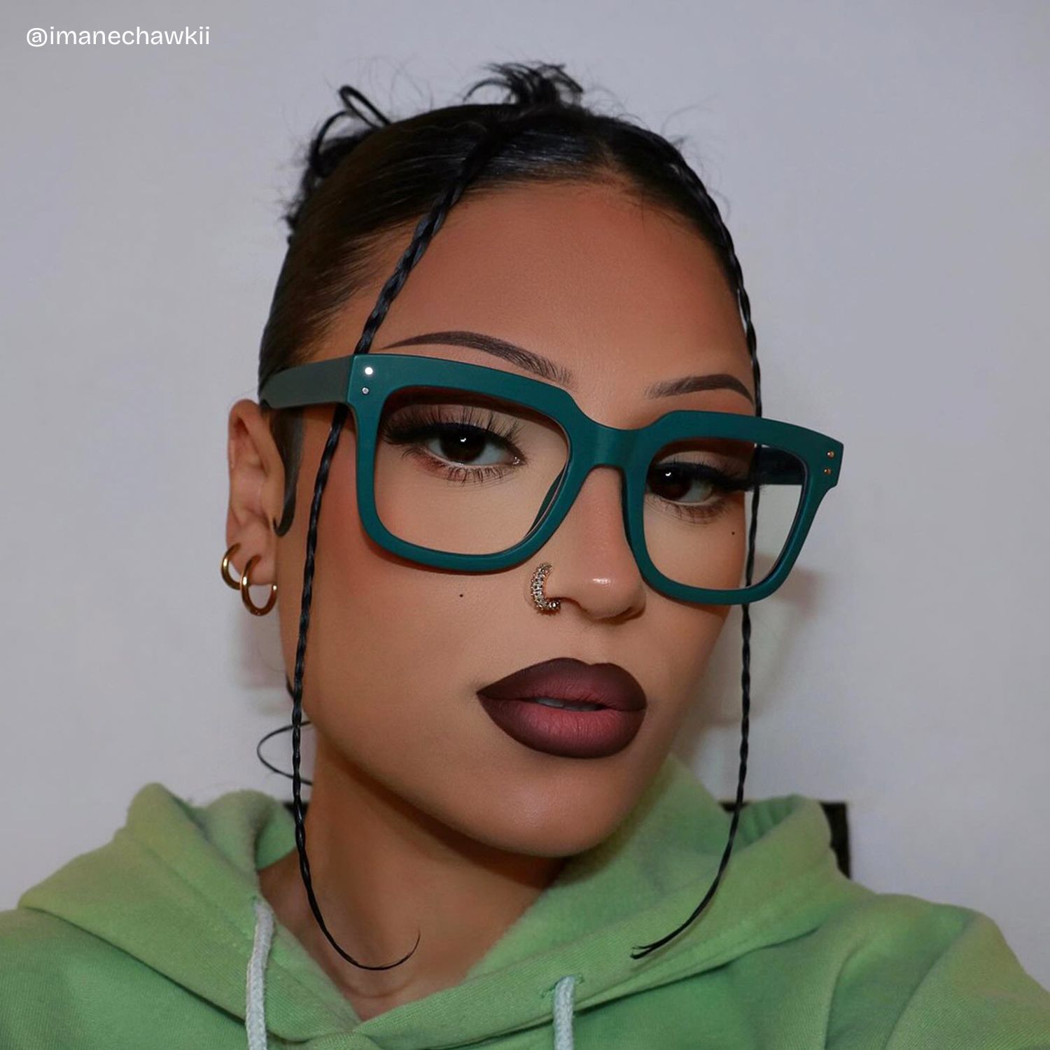 Liizbeett Square Eyeglasses with Dark Green Frames5