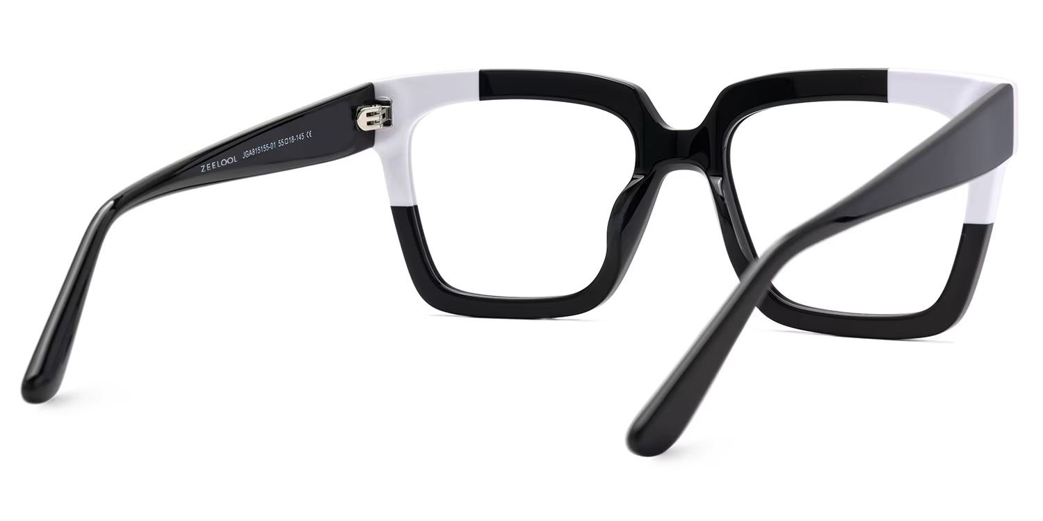 Glendalis Square Black and White Frames for Glasses  | ZEELOOL Canada3