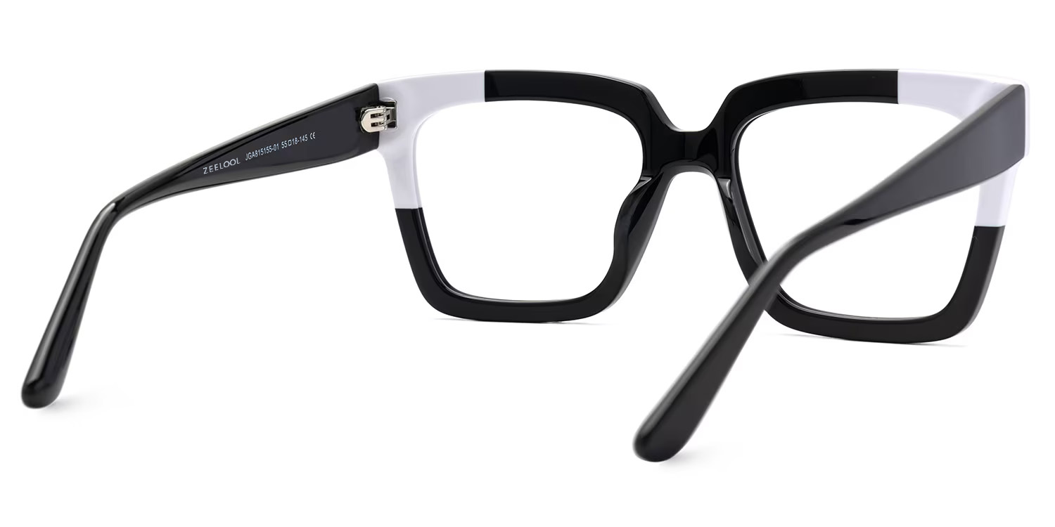 Glendalis Square Black and White Frames for Glasses  | ZEELOOL Canada3