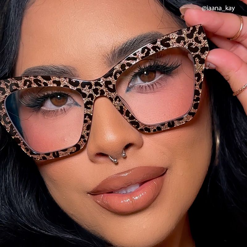 Designer Ansyah Cat Eye Leopard Print Frame Glasses8