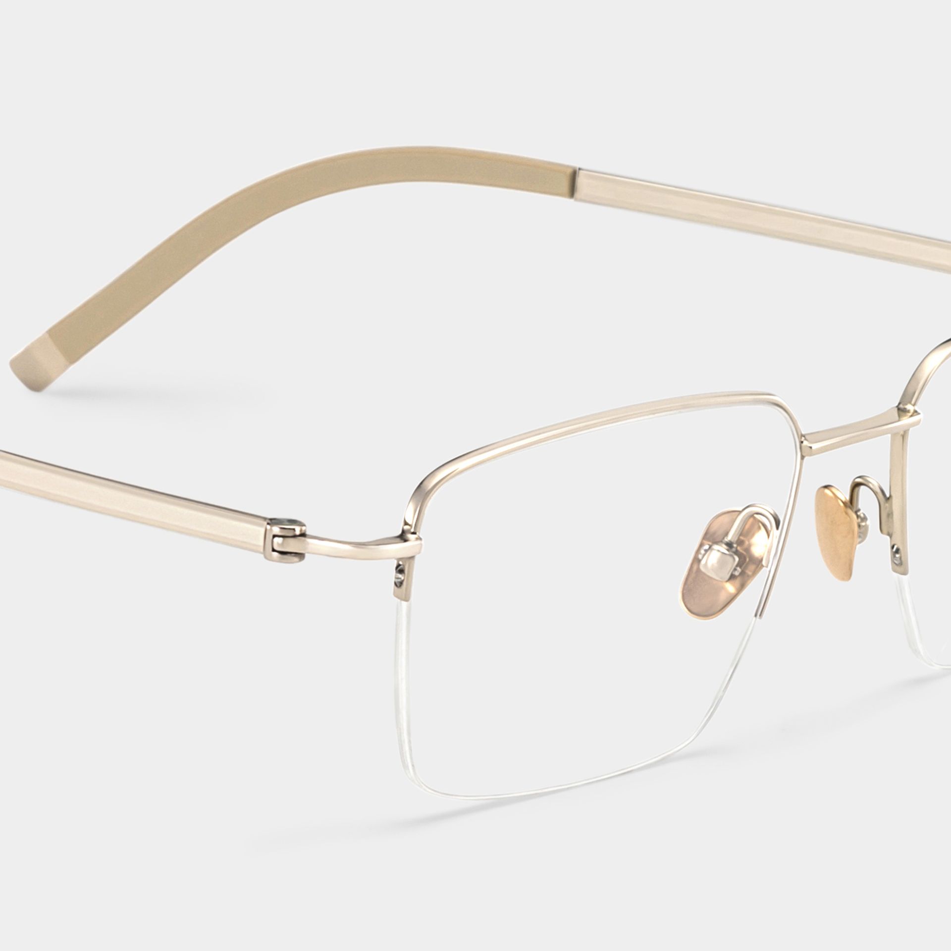 Carson Light Gold Semi Rimless Glasses in Titanium Frame | ZEELOOL4