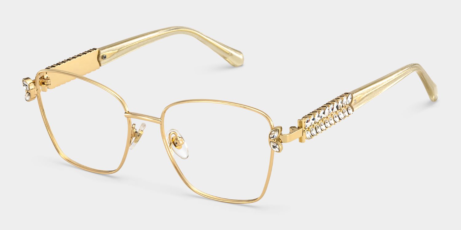 Rectangle Gold Eyeglasses- Ellie Metal Frame Glasses2
