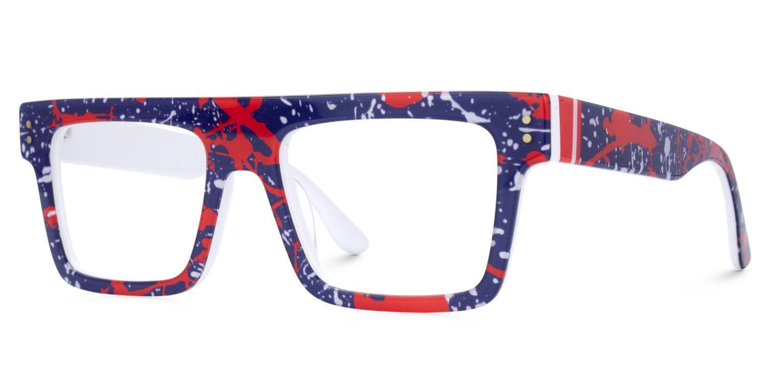 Daciana Rectangle Red and Blue Glasses Frames with Full Frame1