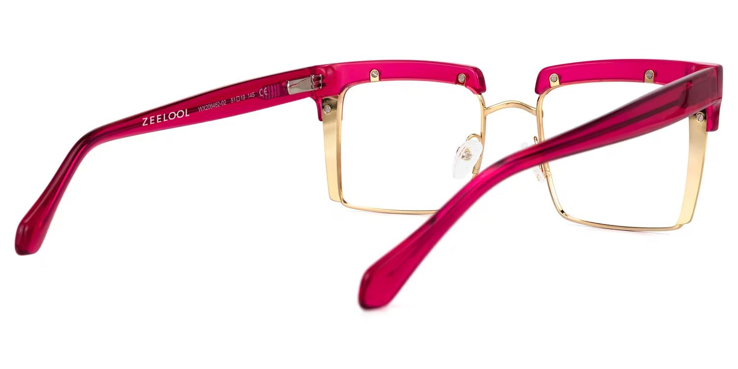 Kiana Square Bright-Pink Frame Glasses | Zeelool3