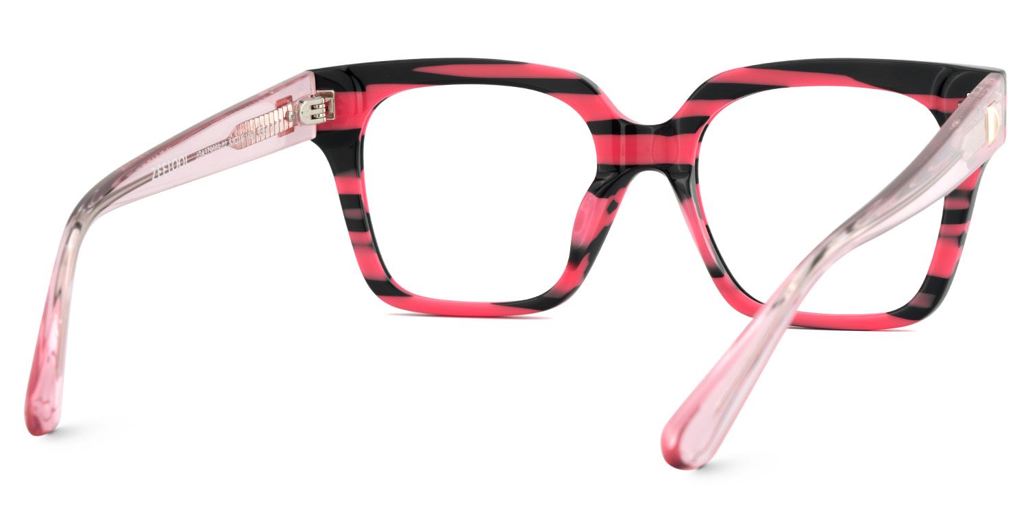 Trendy Square Glasses With Black Pink Matched5