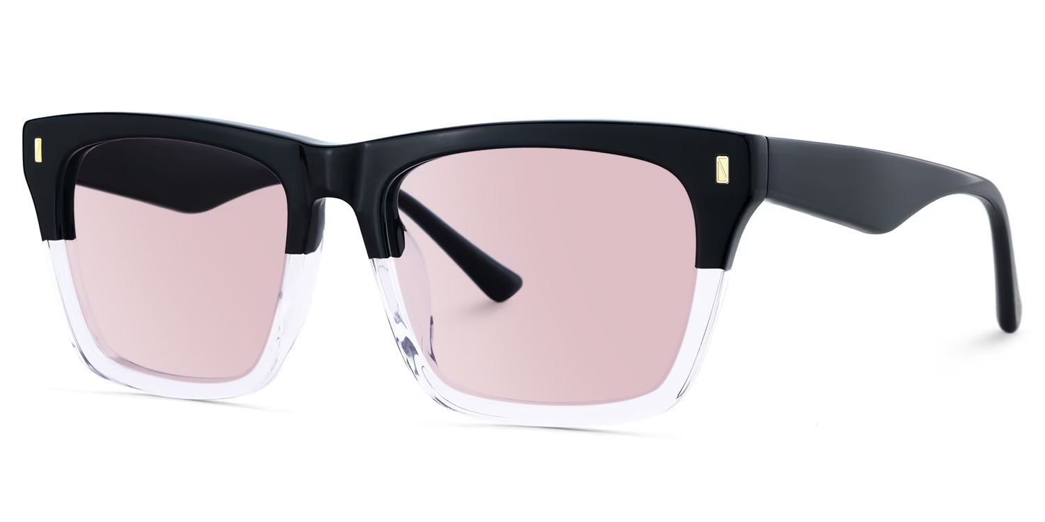 Brookins Black Clear Rectangle Polarized Sunglasses for Driving | ZEELOOL CA2