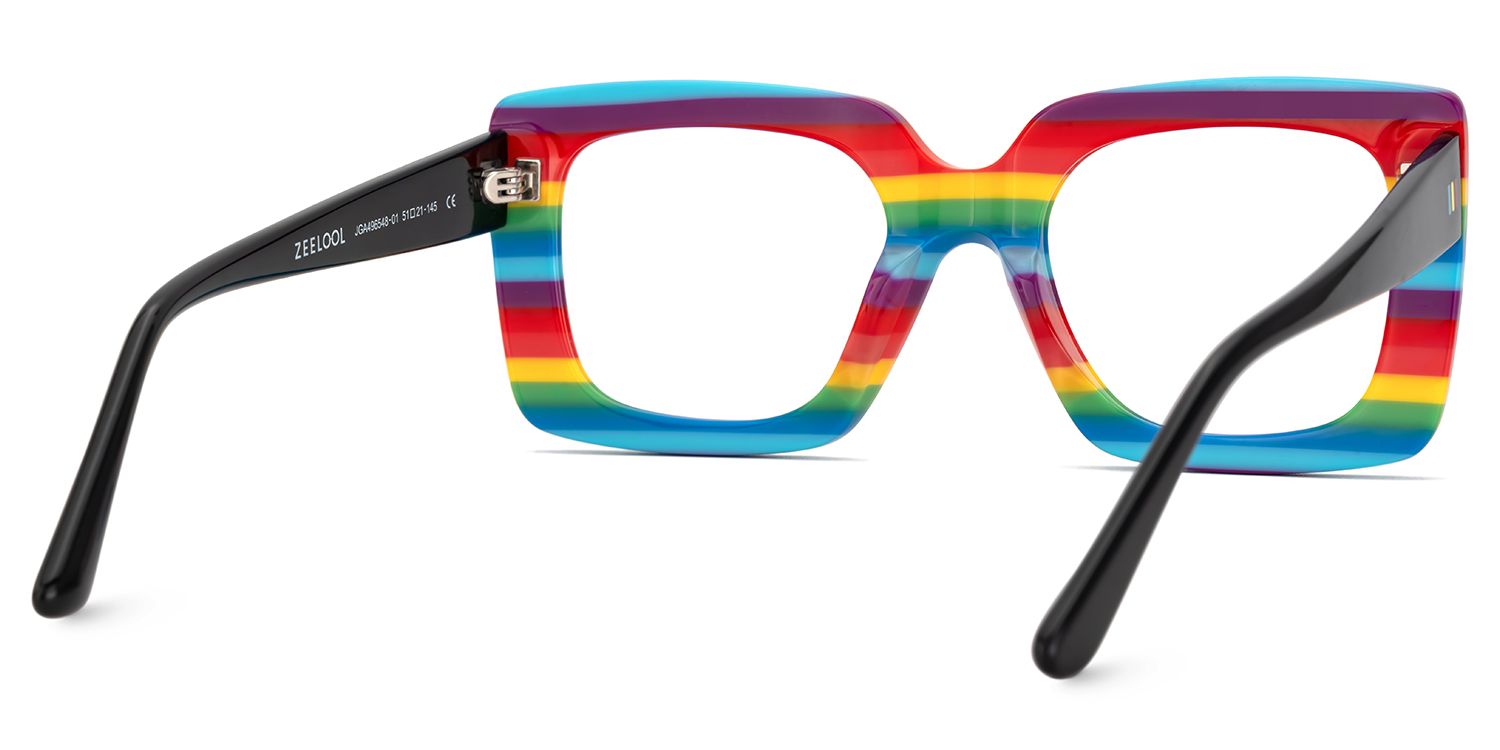 Dianna Rainbow Rectangle Thick Frame Glasses | ZEELOOL Canada5