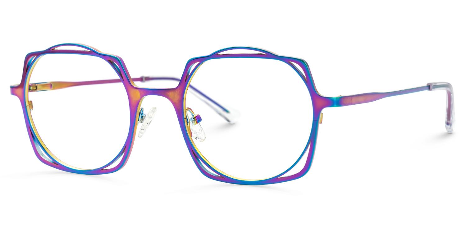 Modebe Iridescent Eyeglass Frames in Square Full-Frame  | ZEELOOL Canada1