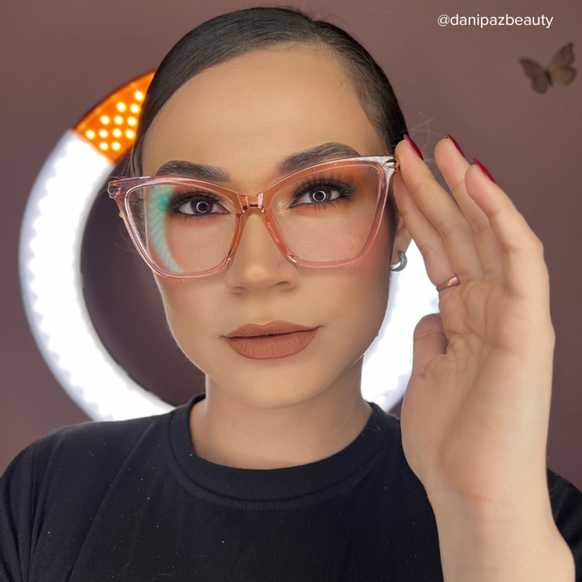 Hilary Butterfly Light Pink Transparent Eyeglasses6