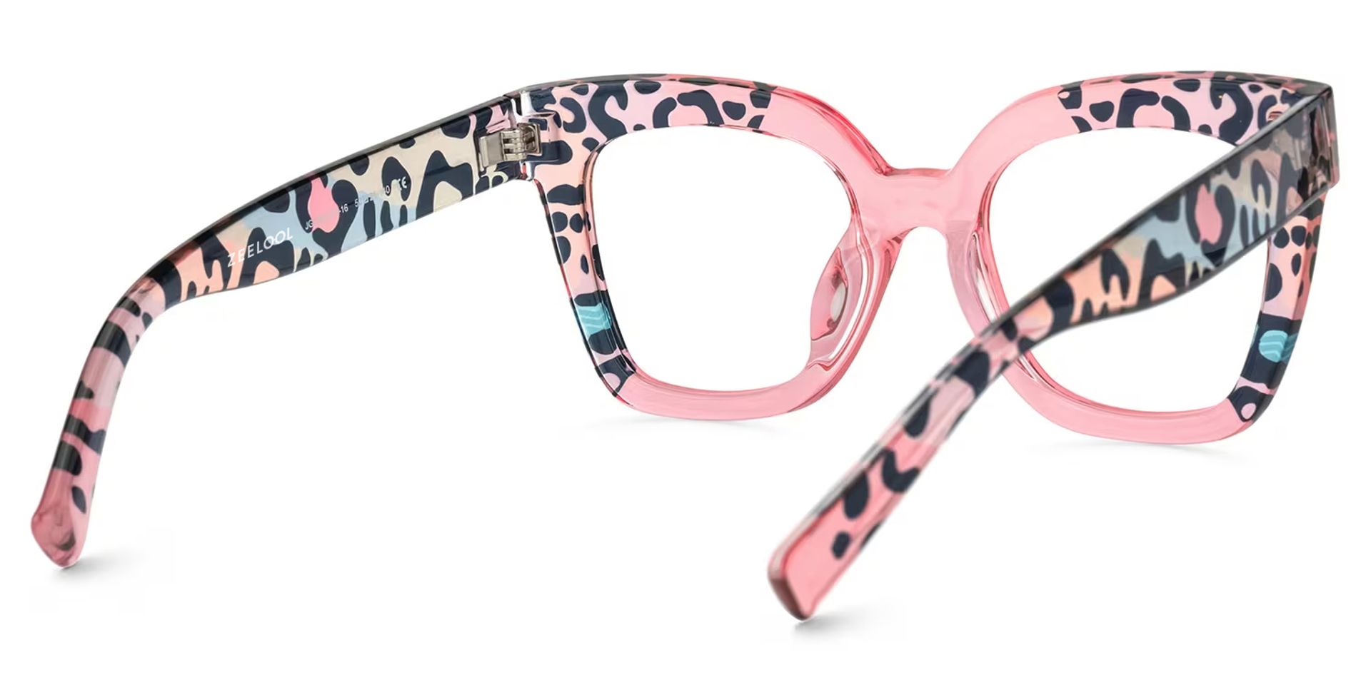 Malcolm Pink Leopard Print Square Frame Glasses for Women3