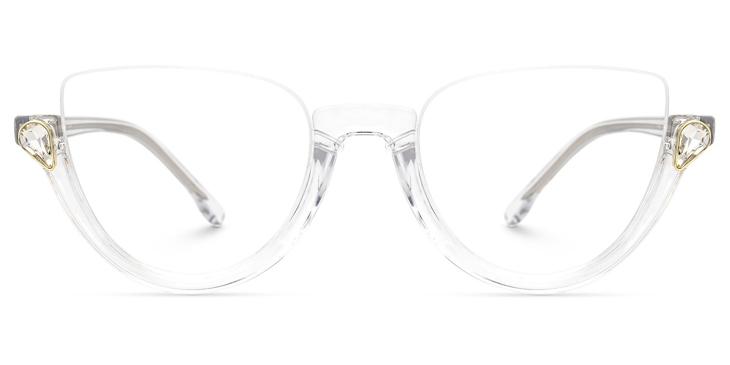 Felicia Clear Semi-Rimless Cat Eye Glasses for Women0