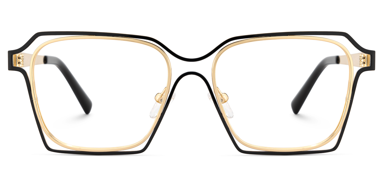 Foday Geometric Black Gold Glasses1
