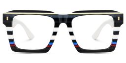 Kenish Black White Square Glasses1