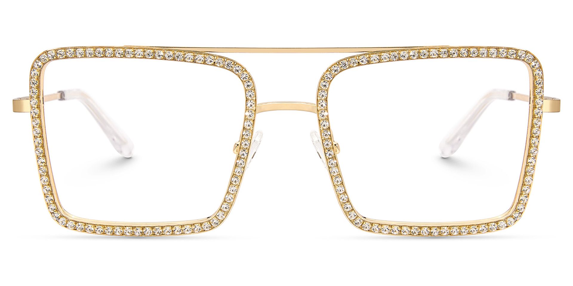 Diva Frame Glasses, Gold Glitter Sparkle Square Eyeglasses2