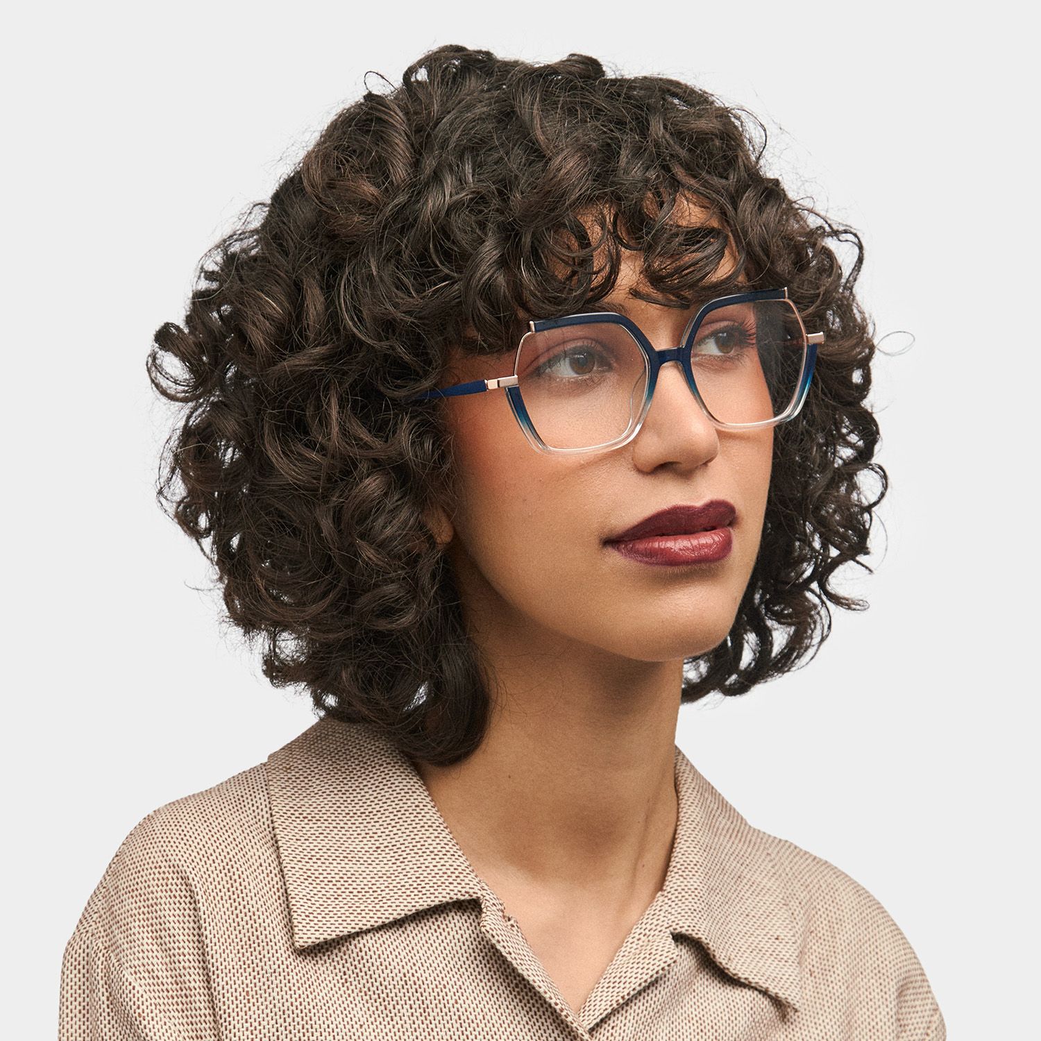 Alexia Mixed-Materials Square Blue Frame Glasses | ZEELOOL Canada1
