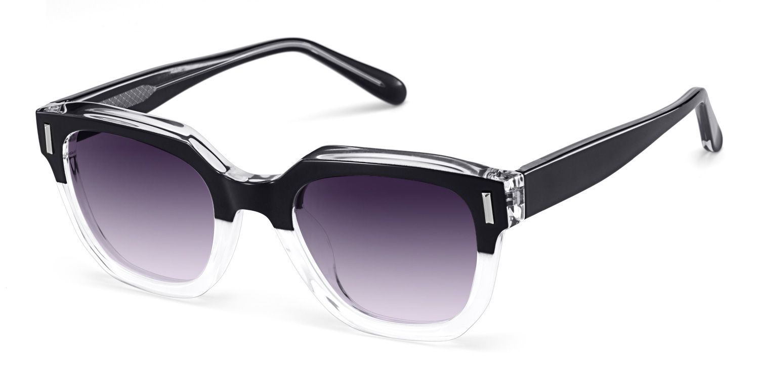 Nia Black Clear Square Sunglasses Online | ZEELOOL Canada2