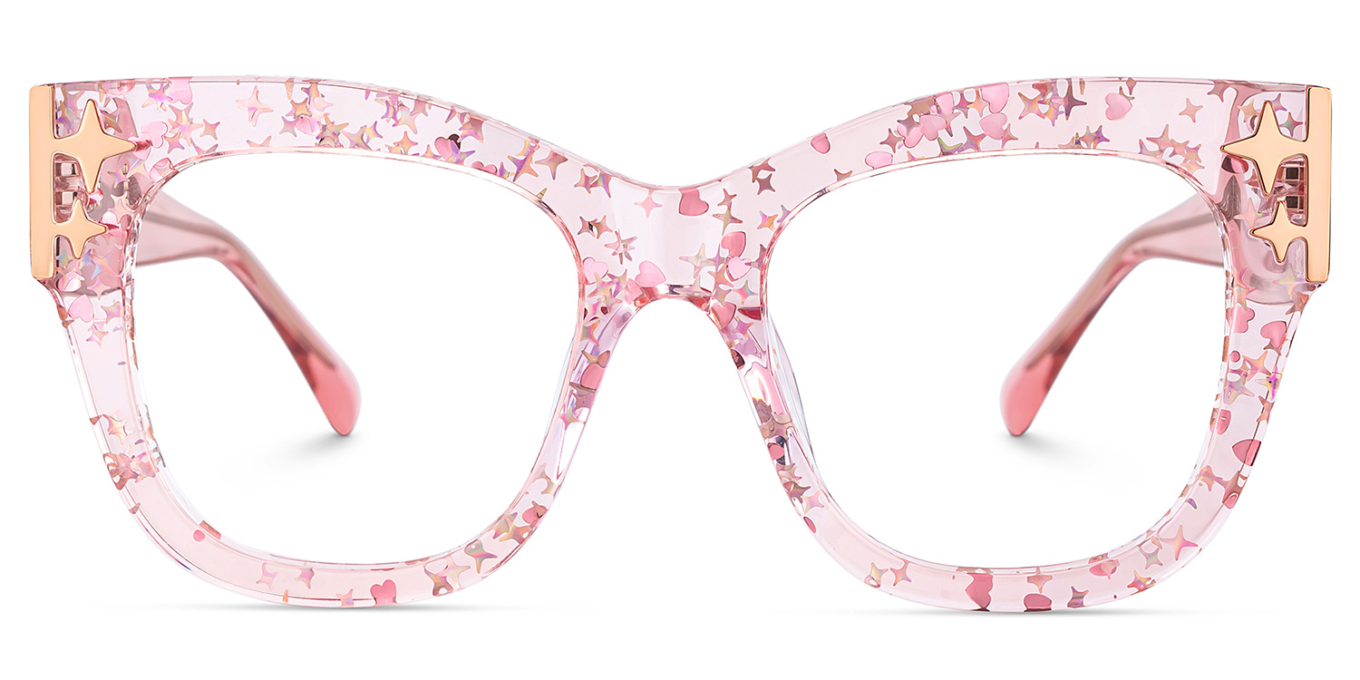 Minfia Square Pink Glasses2