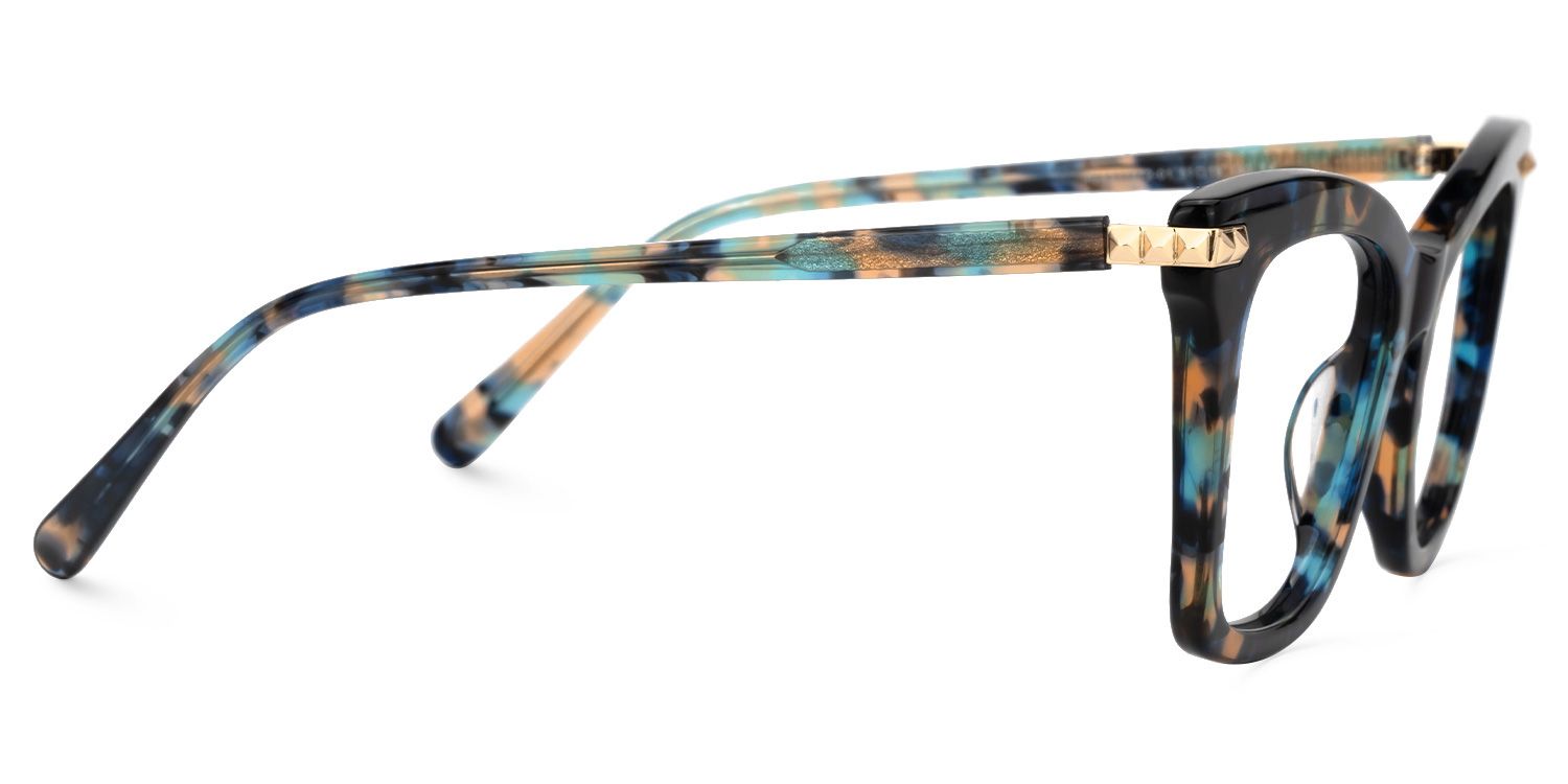 Alycia Designer Eyeglasses in Square Blue-Tortoise Frame2