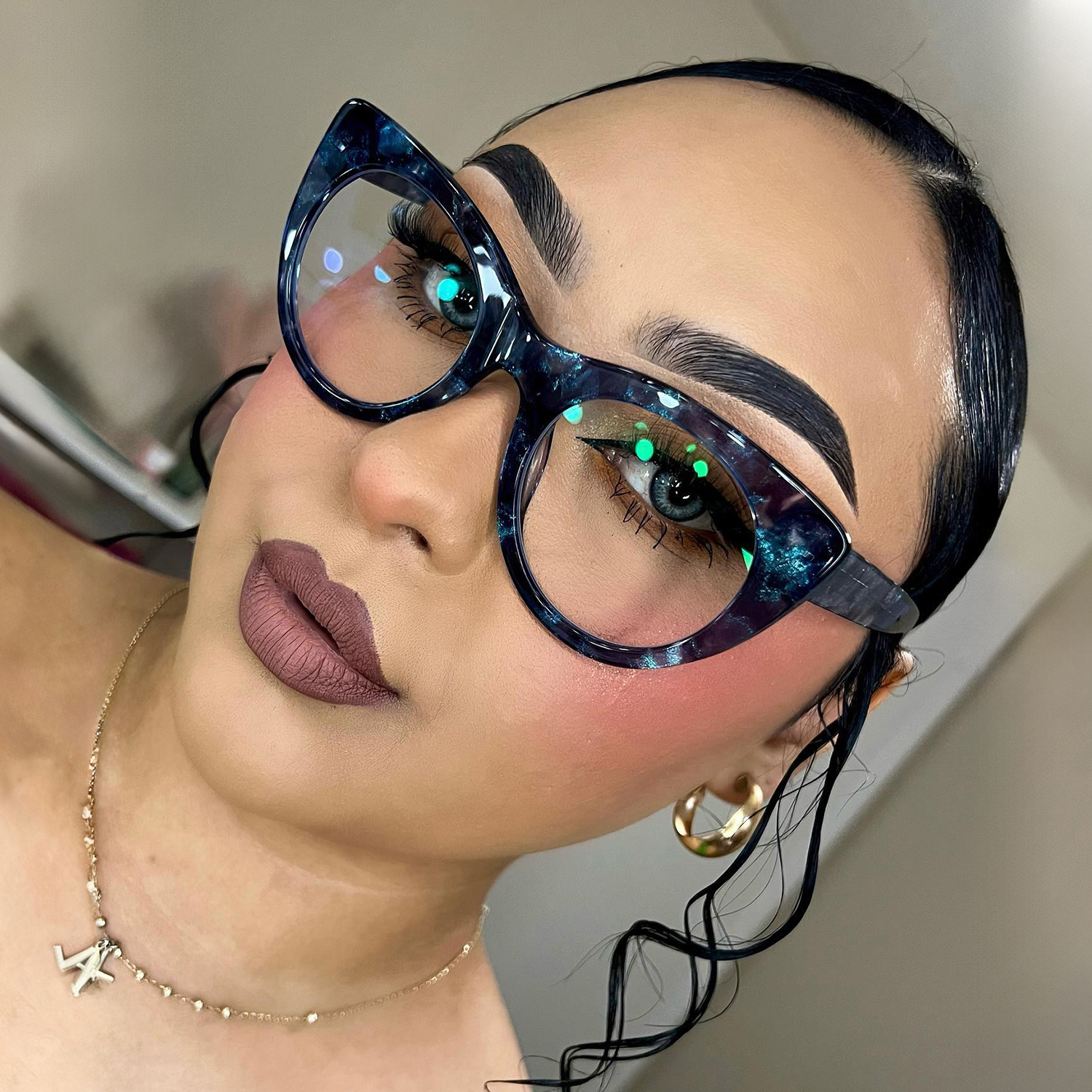 Starry Cateye Blue Glasses