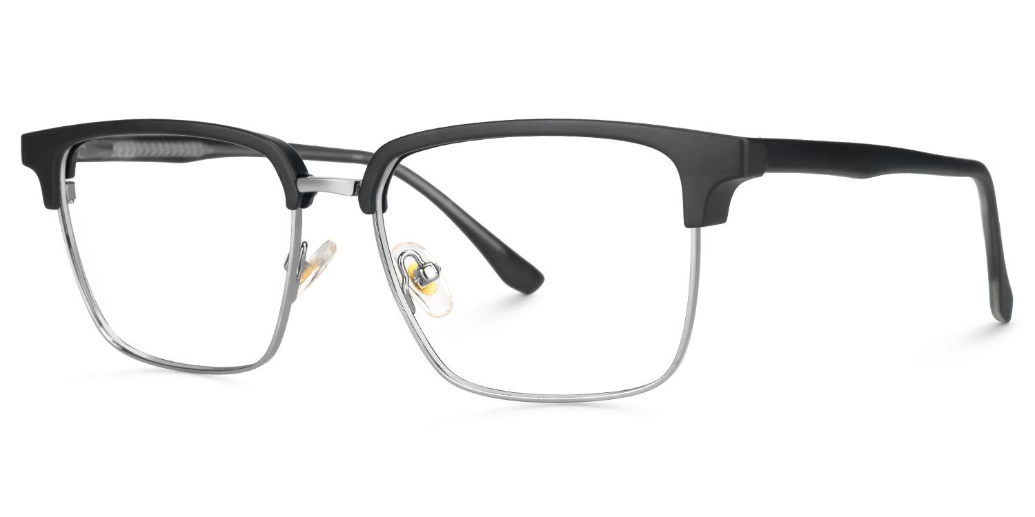 Adjustable Nose Pads Booker Eyeglasses, Booker Black-Silver Glasses -Zeelool1