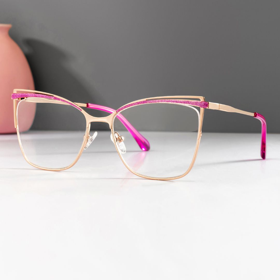 Darian Trendy Butterfly Frame Glasses in Semi-rimless | ZEELOOL Canada0