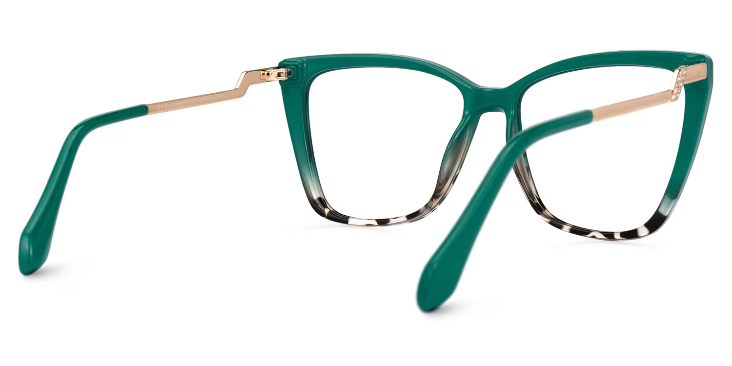 Awilda Cateye Green Eyeglasses with Two-Tone Frames3