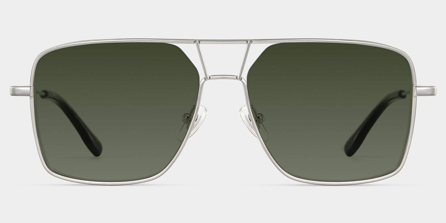 Angular rectangular aviators with a graphic edge.