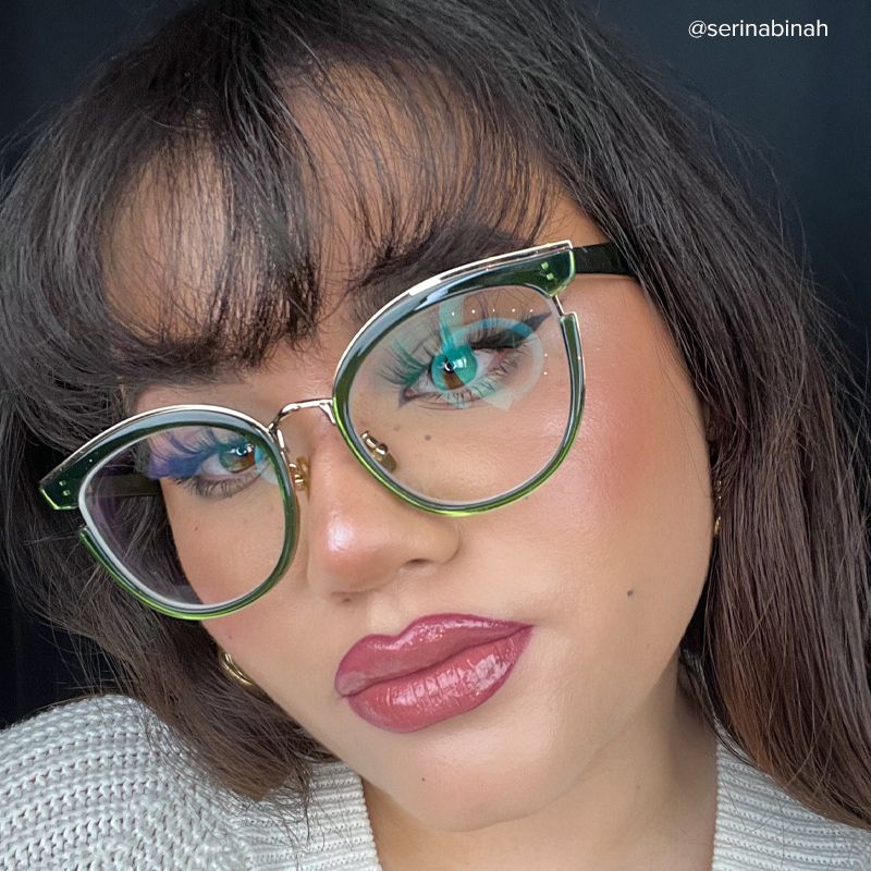 Laraine Cateye Green Eyeglasses & Metal Frames5