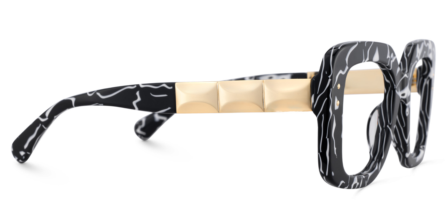 Oversized Thick Square Cow Pattern Frame Glasses4