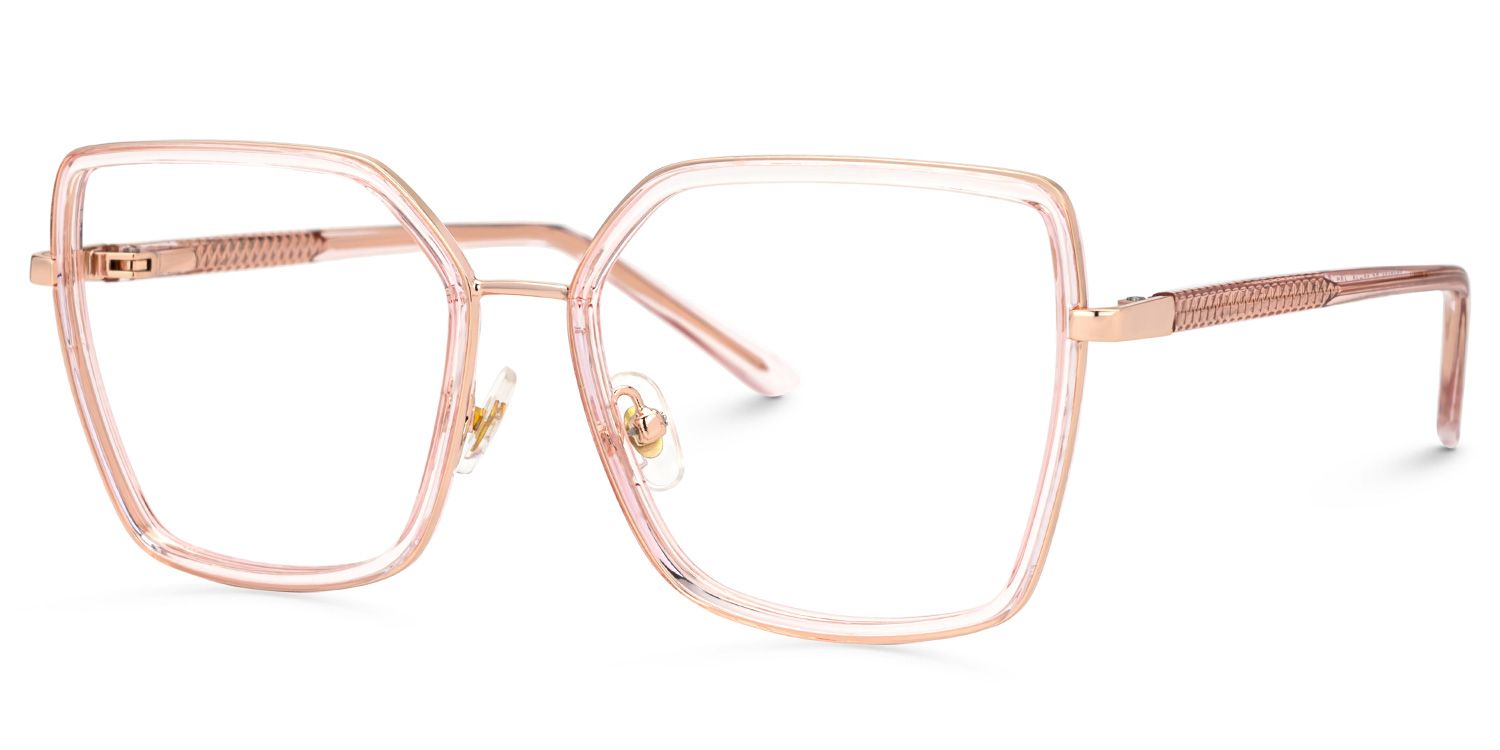 Jill Transparent Matte Pink Eyeglasses in Square Frame1