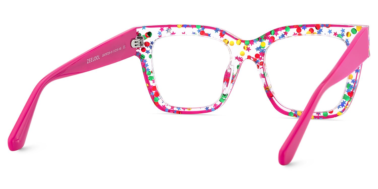 Zerica Eyeglasses in Square Red Rose Eyeglasses | ZEELOOL Canada6