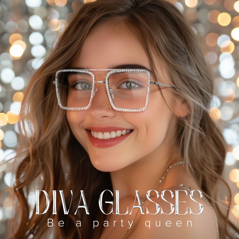 Diva Sparkle Glitter Glasses, Silver Eyeglass Frames1