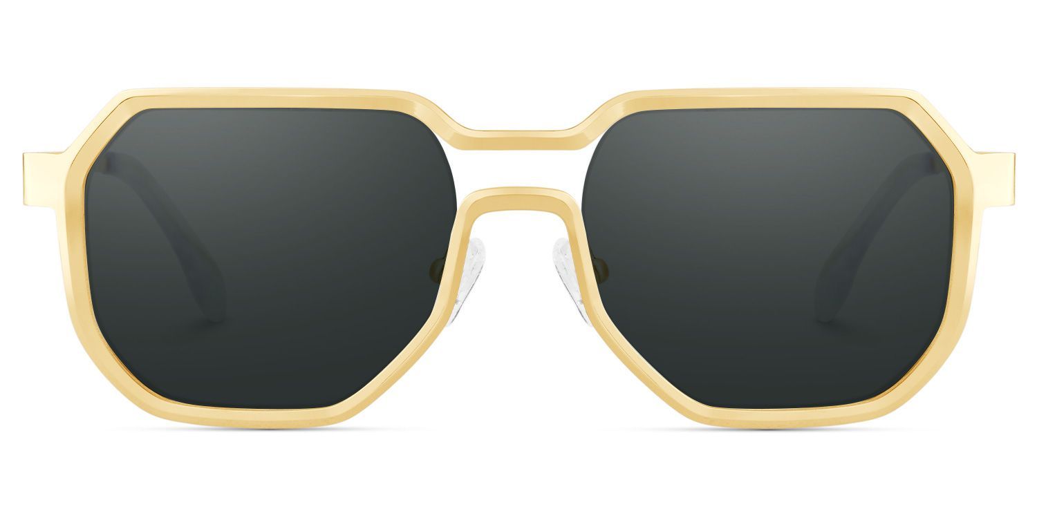 Hype Gold Frame Sunglasses with Geometric Style | ZEELOOL CA1
