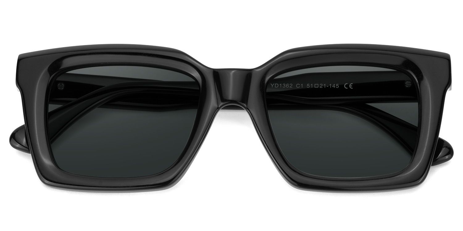 Solana Rectangle Black Full Rim Sunglasses | ZEELOOL CA1