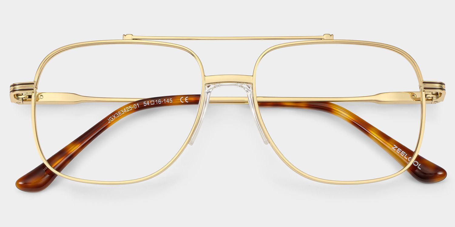 Poppy Gold Aviator Glasses | Striped Varsity Metal1