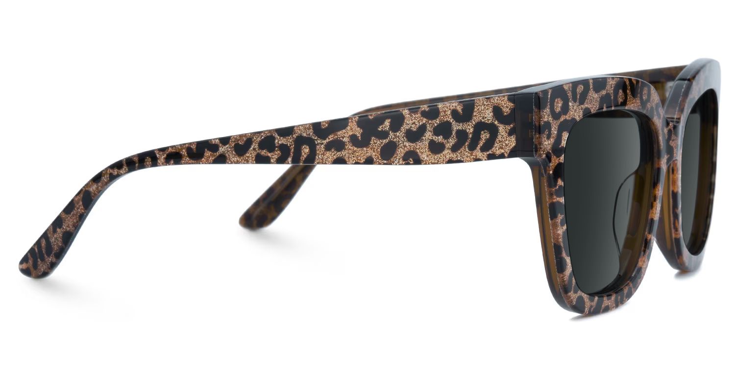 Designer Brown Leopard Square Prescription Sunglasses2