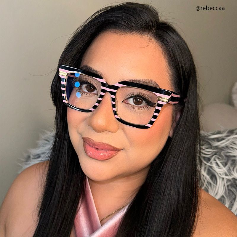 Taylor Square Black Pink Striped Frame Glasses for females | ZEELOOL Canada8
